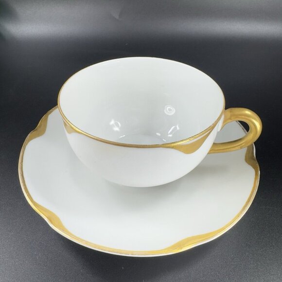 ROYAL OEG Austria VERAGOLD Gold Ivory Fine Porcelain Teacup And Saucer Set VTG - Picture 8 of 14